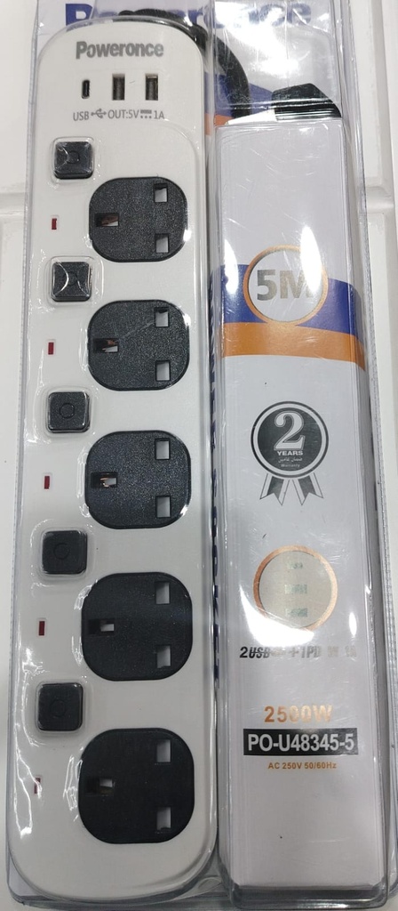 PDU 5 WAY -13A USB5mm